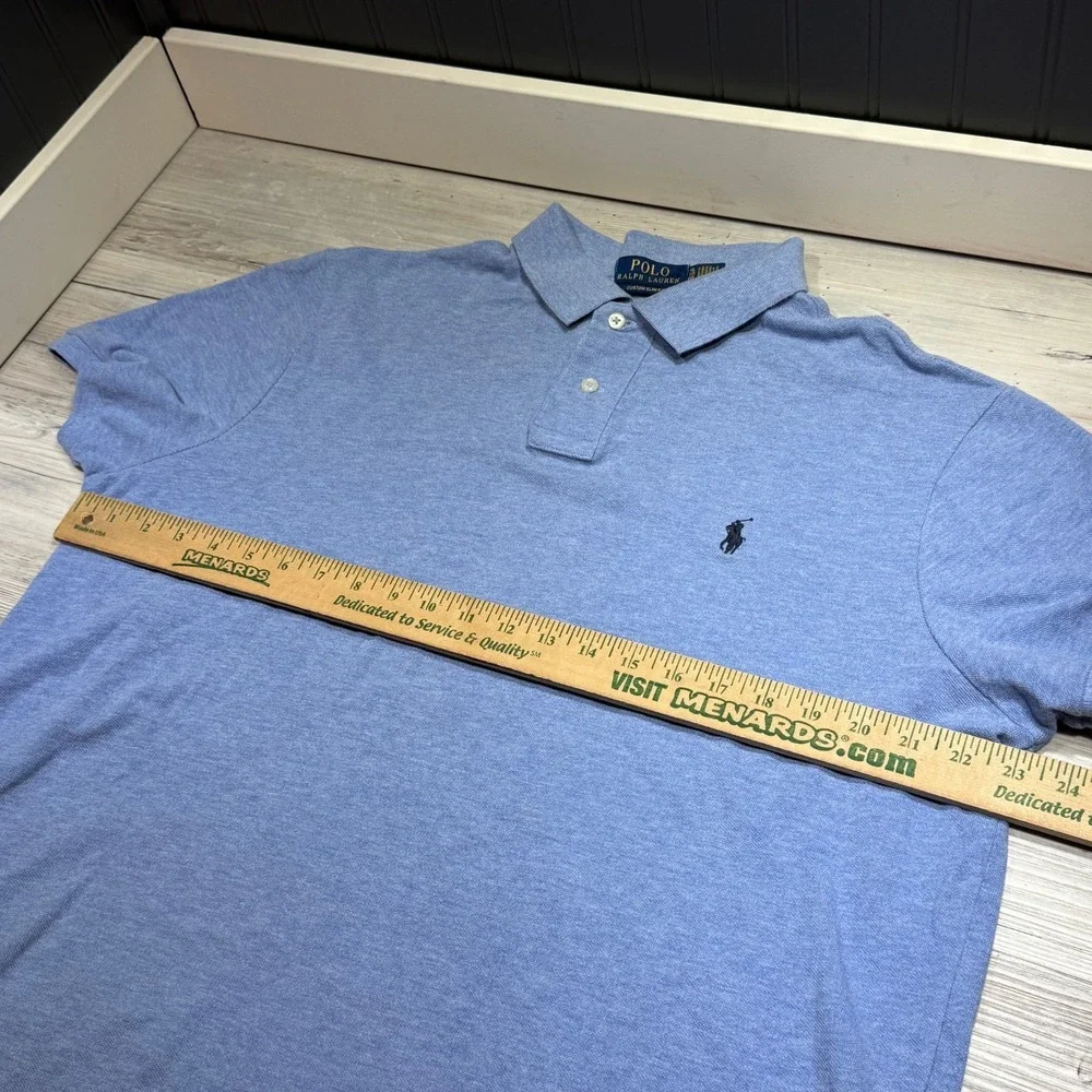 Polo Ralph Lauren Polo Shirt Men's Sz XL Blue Custom‎ Slim Fit Short Sleeve